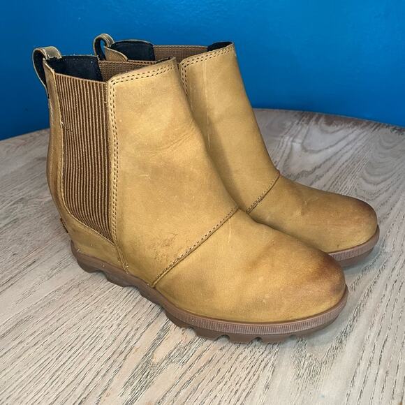 Sorel Joan of Arctic Wedge II Waterproof Winter Chelsea Boot Camel Tan Women’s 8 - Picture 1 of 10